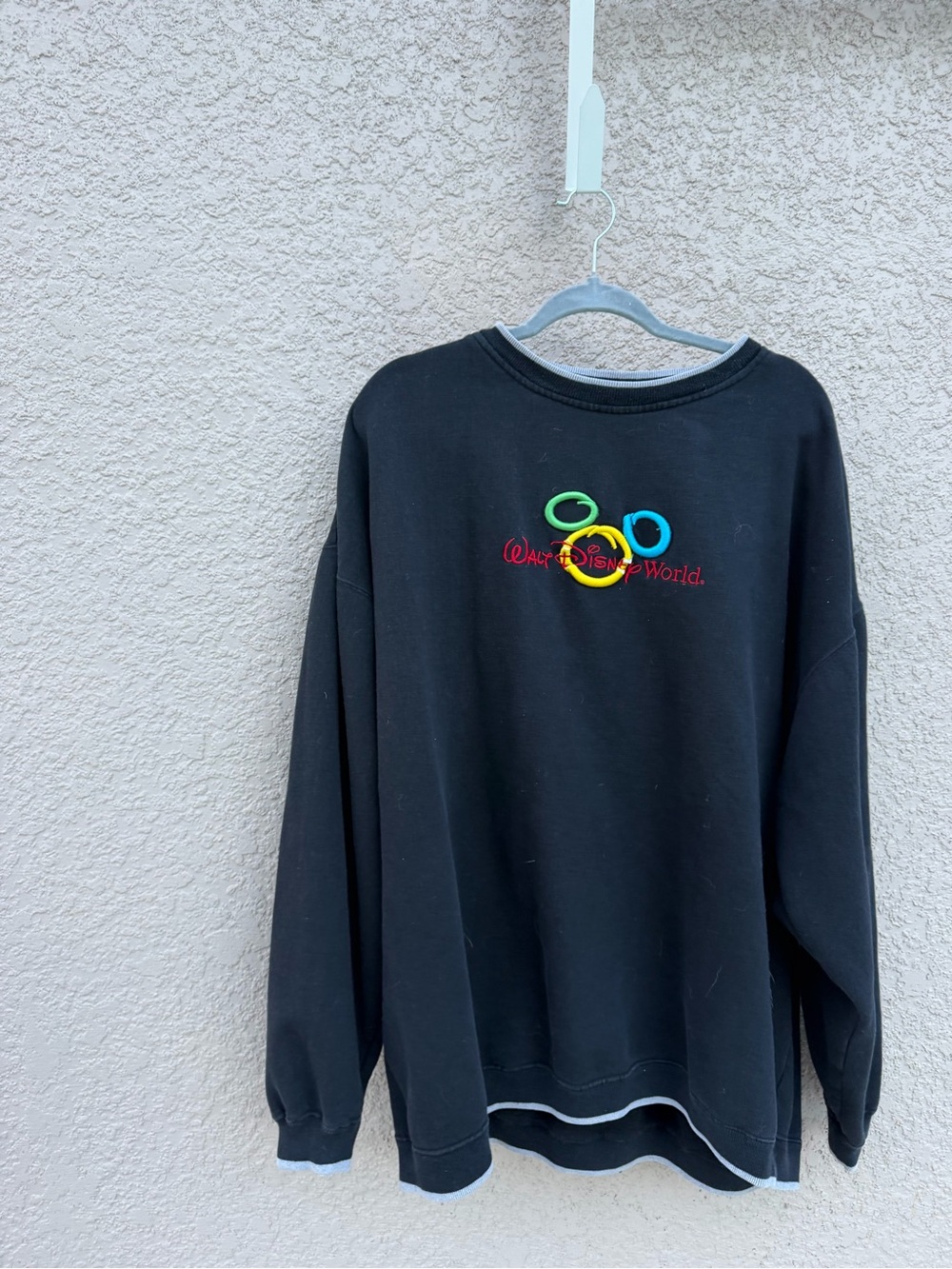 Disney Black Crewneck Sweatshirt with Multicolor Mickey Rings
